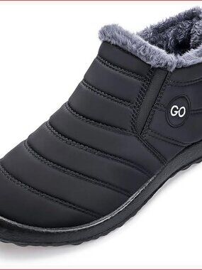 Waterproof Snow Boots with Faux Fur Lining Slip On Winter Booties